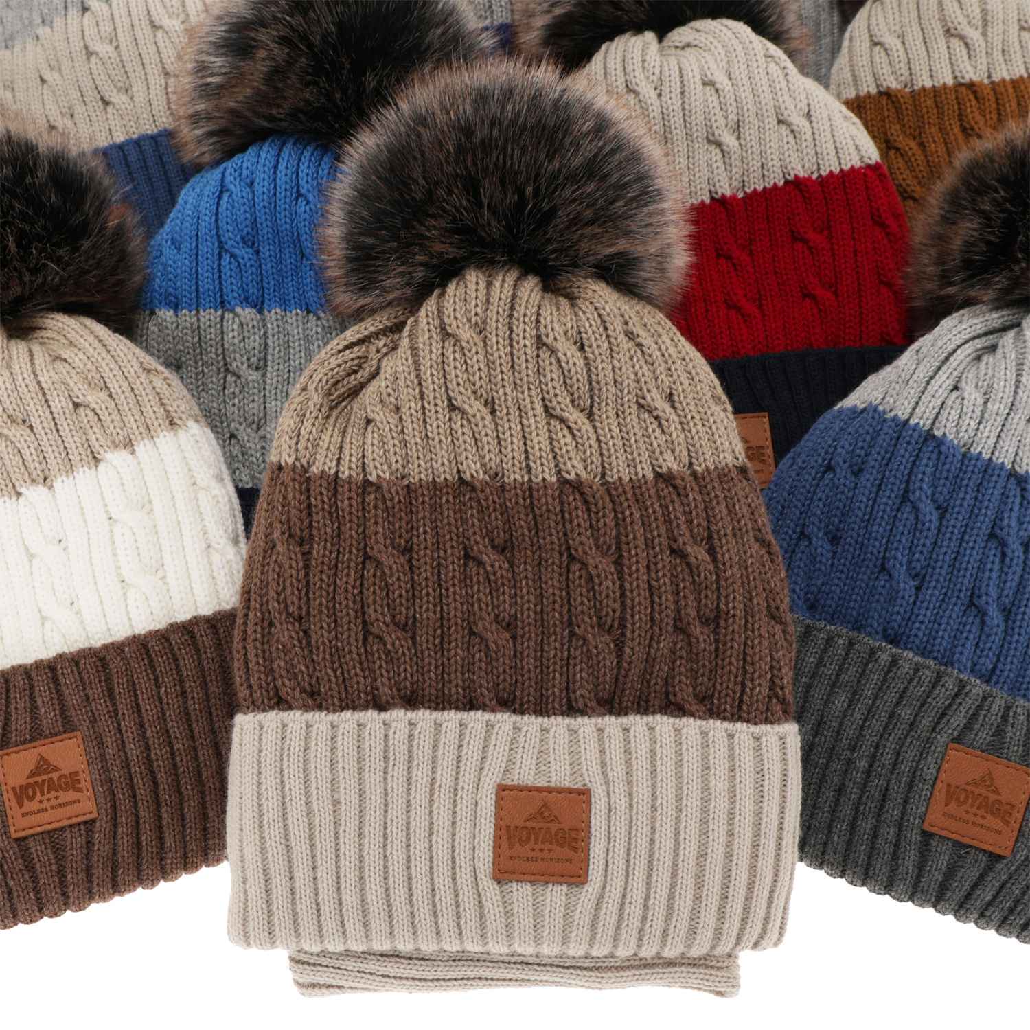 Set invernale bambino: berretto e scaldacollo, grigio, con pompon, Luxor