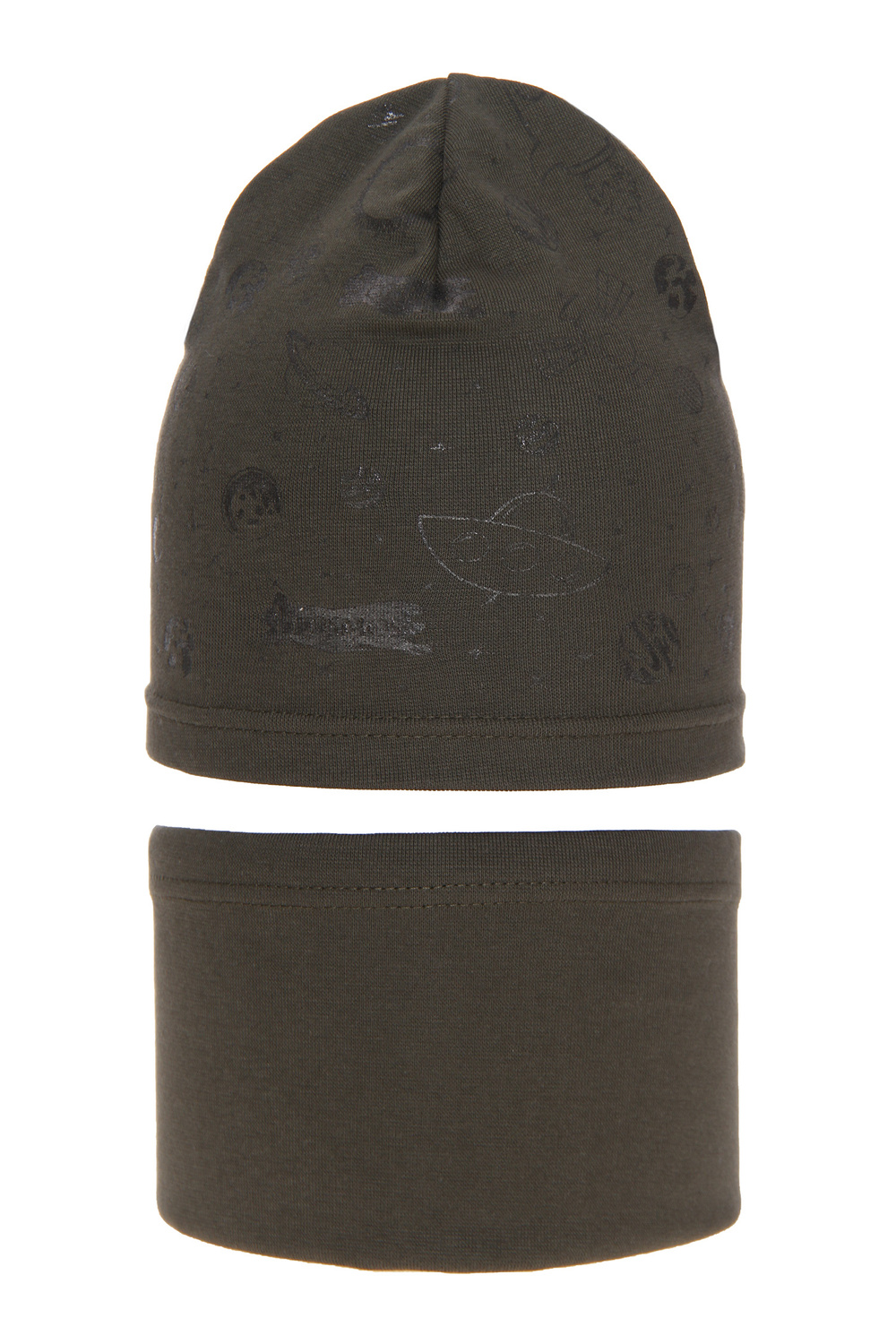 Set autunno/primavera bambino: berretto e scaldacollo, khaki, in cotone, Kosmos