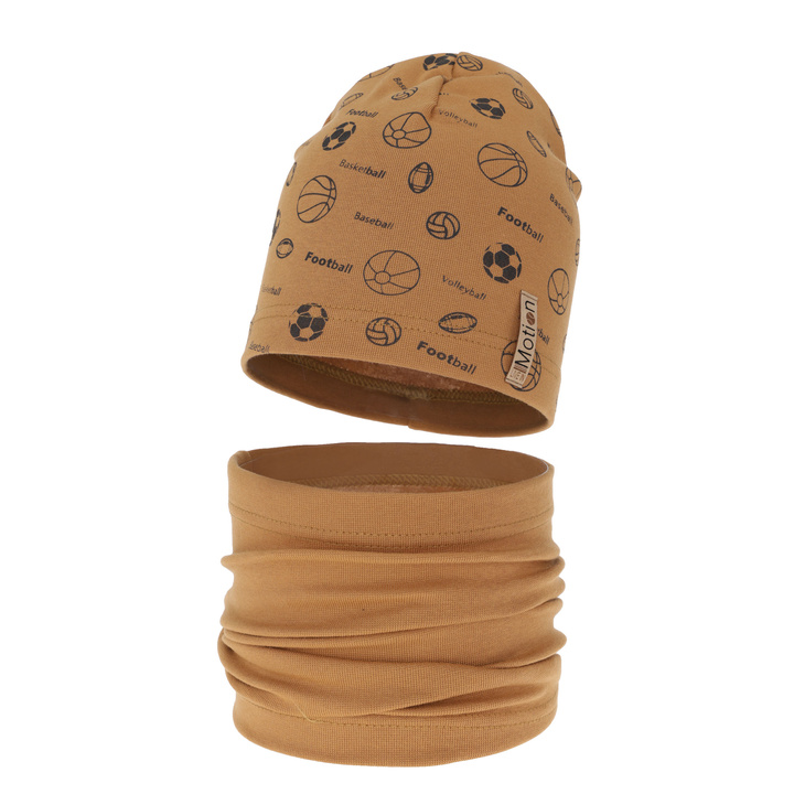 Set autunno/primavera bambino: berretto e scaldacollo, camel, cotone, Paolo