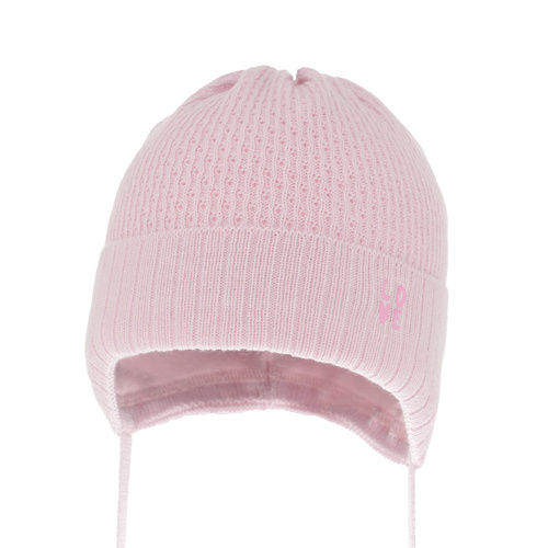 Berretto autunno/primavera bambina, lilla, con lacci, ażurowa, Camilla