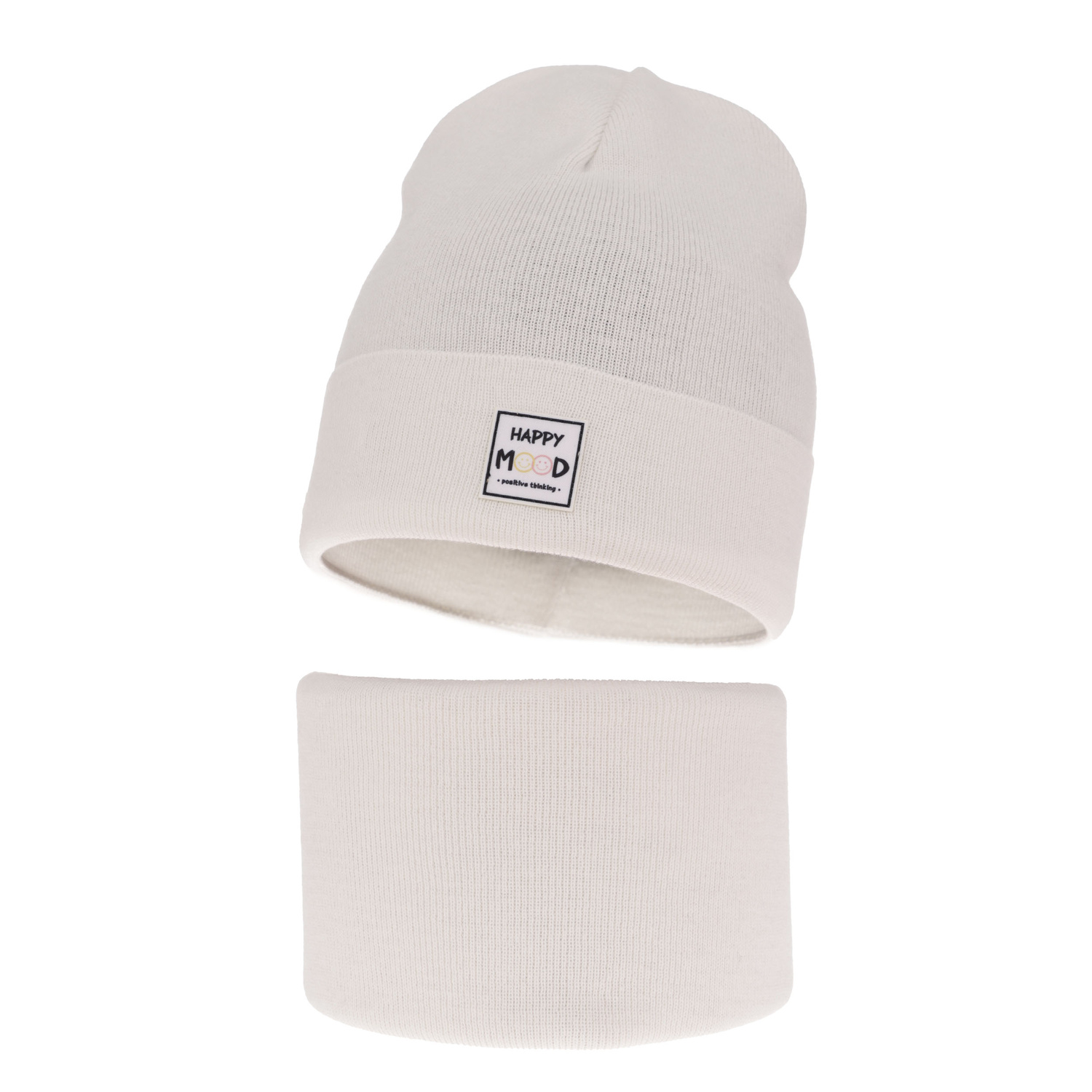 Set autunno/primavera bambina: berretto e scaldacollo, con cotone, bianco, Mersila