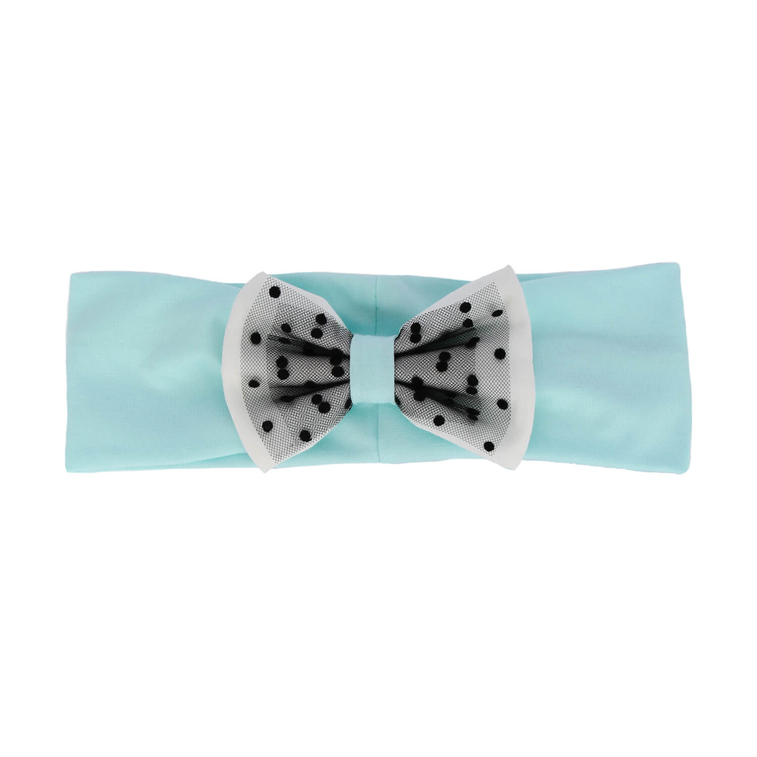 Fascia per capelli autunno/primavera bambina, verde menta, cotone, con fiocco, Celinka