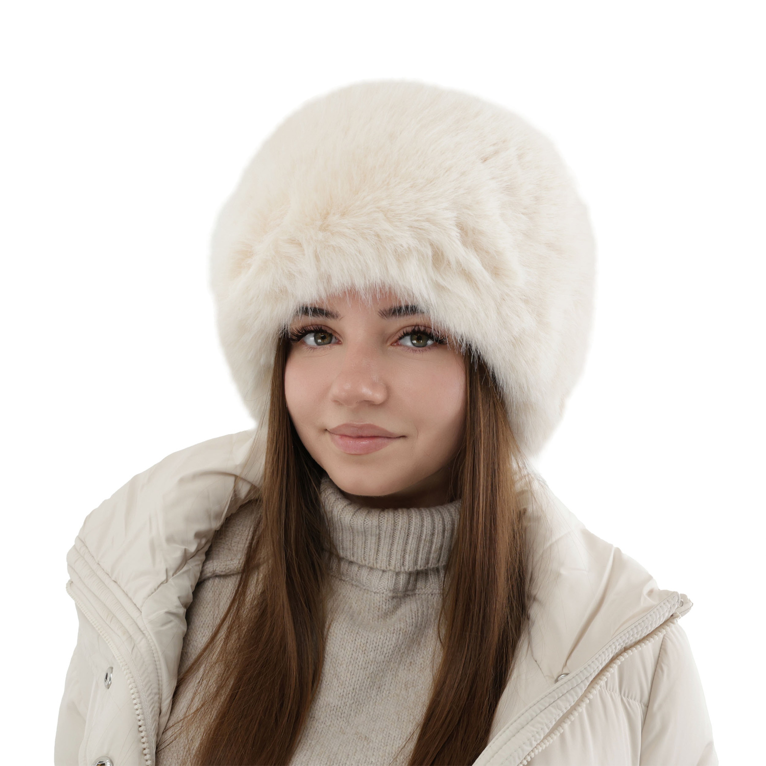 Berretto invernale donna, camel, foderato in cotone, Holly