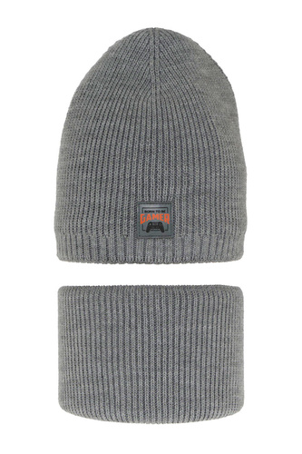 Set invernale bambino: berretto e scaldacollo, grigio, Gami