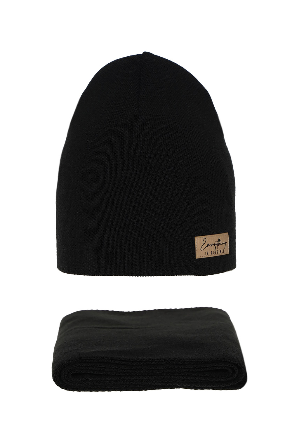 Set autunno/primavera donna: berretto e sciarpa, nero, Zula