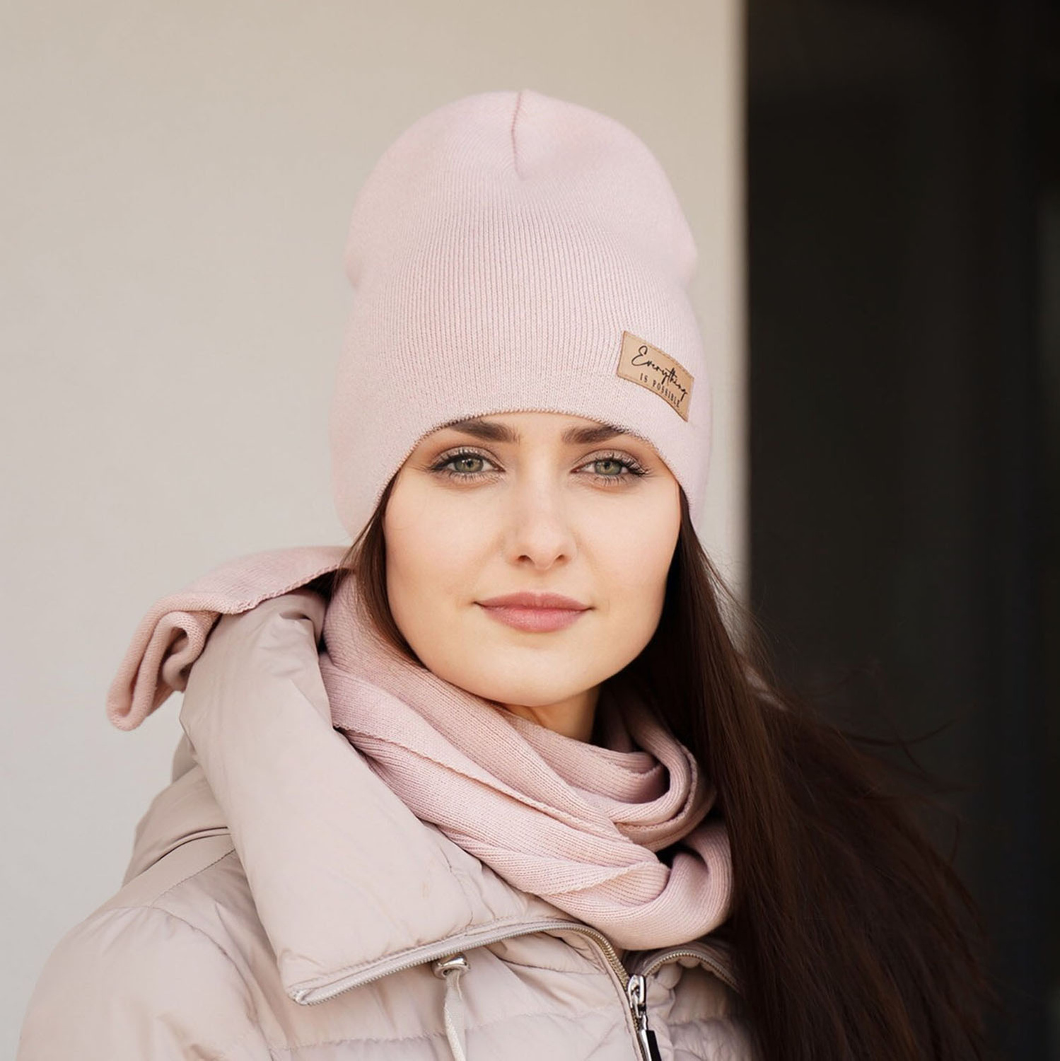 Set autunno/primavera donna: berretto e sciarpa, rosa, Zula