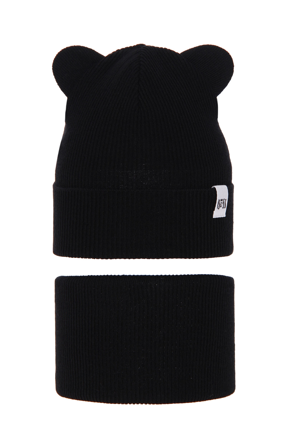 Set autunno/primavera bambina: berretto e scaldacollo, con cotone, nero, Kajra