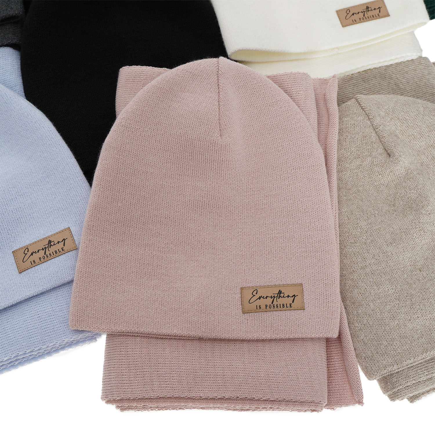 Set autunno/primavera donna: berretto e sciarpa, crema, Zula