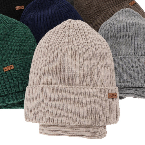 Set invernale bambino: berretto e scaldacollo, grigio scuro, 100% Lana Merino, foderato in pile, Palermo