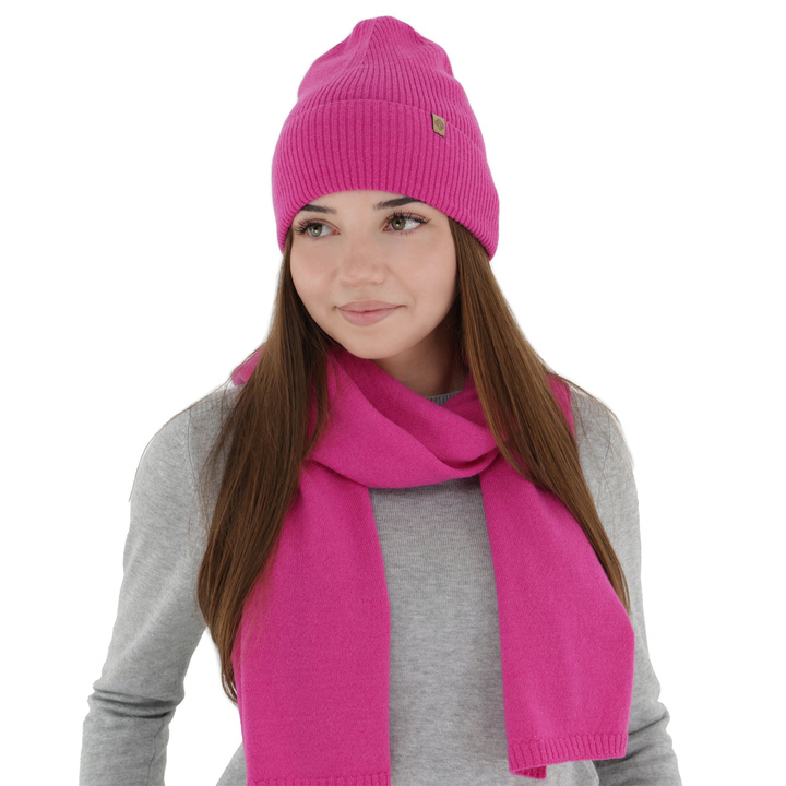 Sciarpa invernale donna, rosa, lana merino con cashmere, Irenia