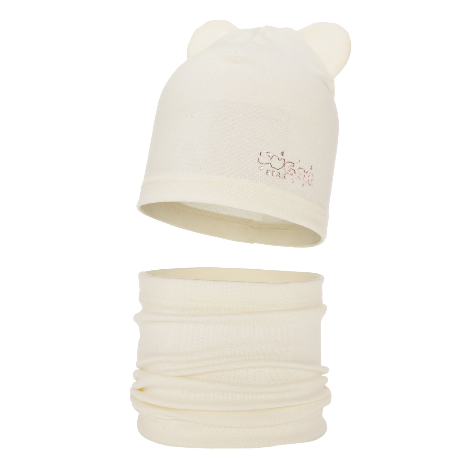 Set autunno/primavera bambina: berretto e scaldacollo, crema, in cotone, Cyntia