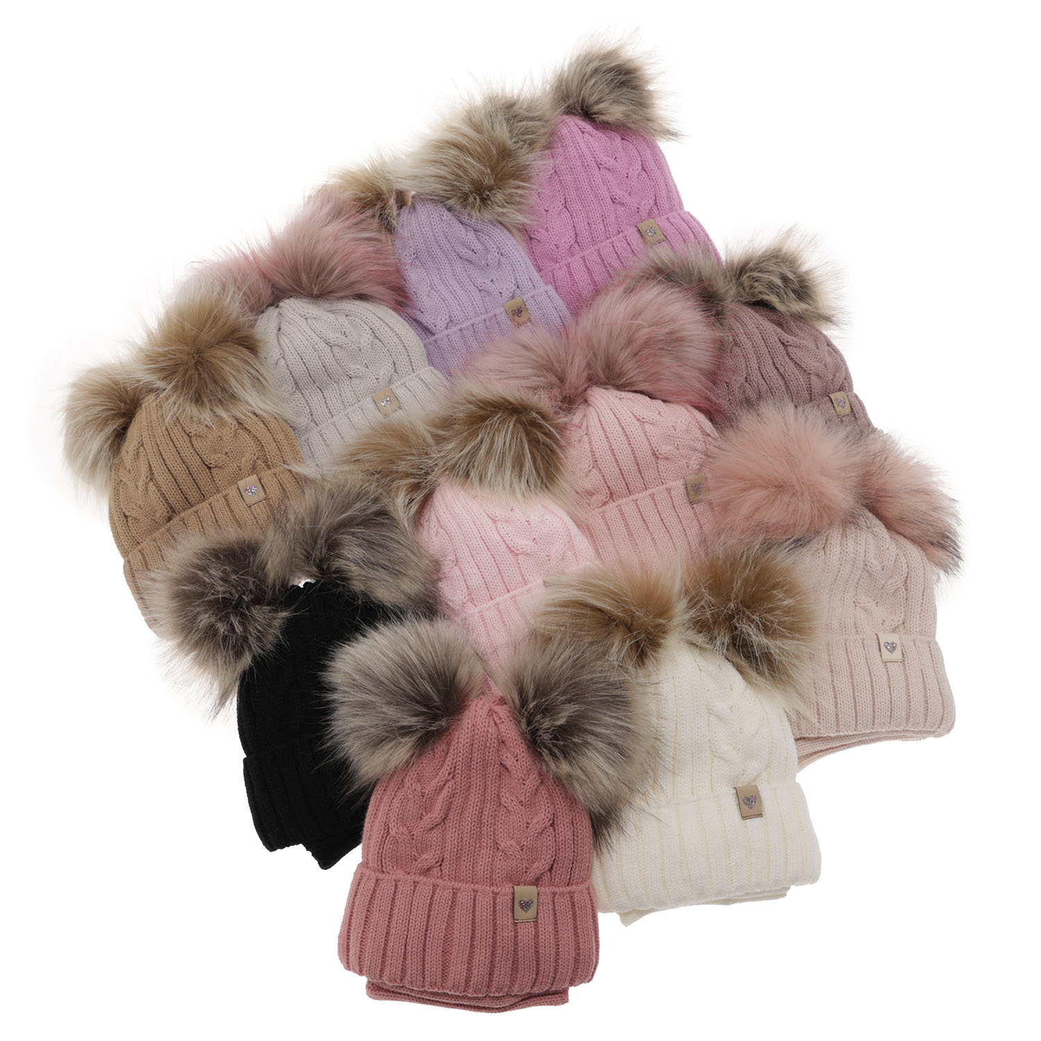 Set invernale bambina: berretto e scaldacollo, grigio, con due pon pon, Amala