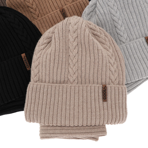 Set invernale bambino: berretto e scaldacollo, grigio chiaro, 100% Lana Merino, Wilson