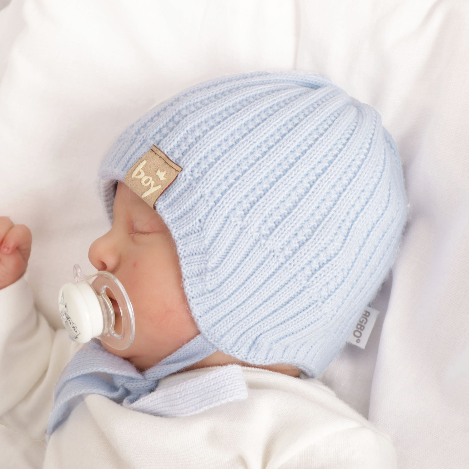 Berretto autunno/primavera bambino, blu, con lacci, Chico