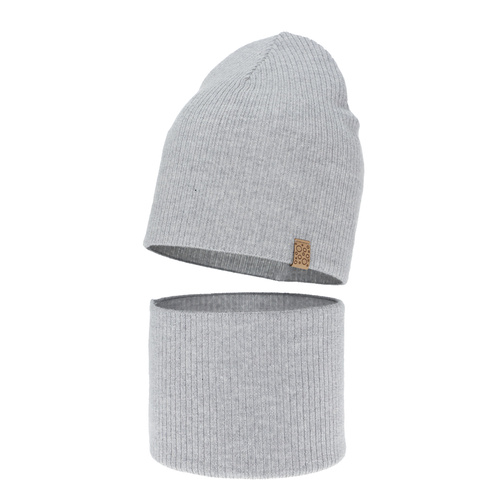 Set autunno/primavera bambina: berretto e scaldacollo, grigio, 100% Lana Merino, Ricona
