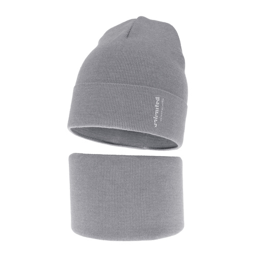 Set autunno/primavera bambino: berretto e scaldacollo, con cotone, grigio, Timothe