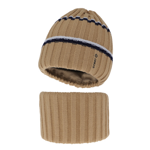 Set invernale bambino: berretto e scaldacollo, camel, Bastien