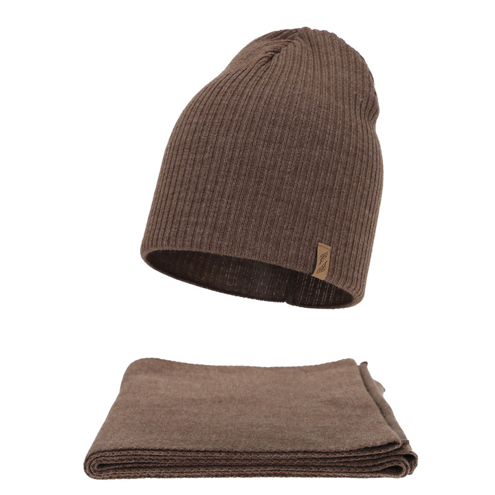 Set invernale donna: berretto e sciarpa, marrone, Fena