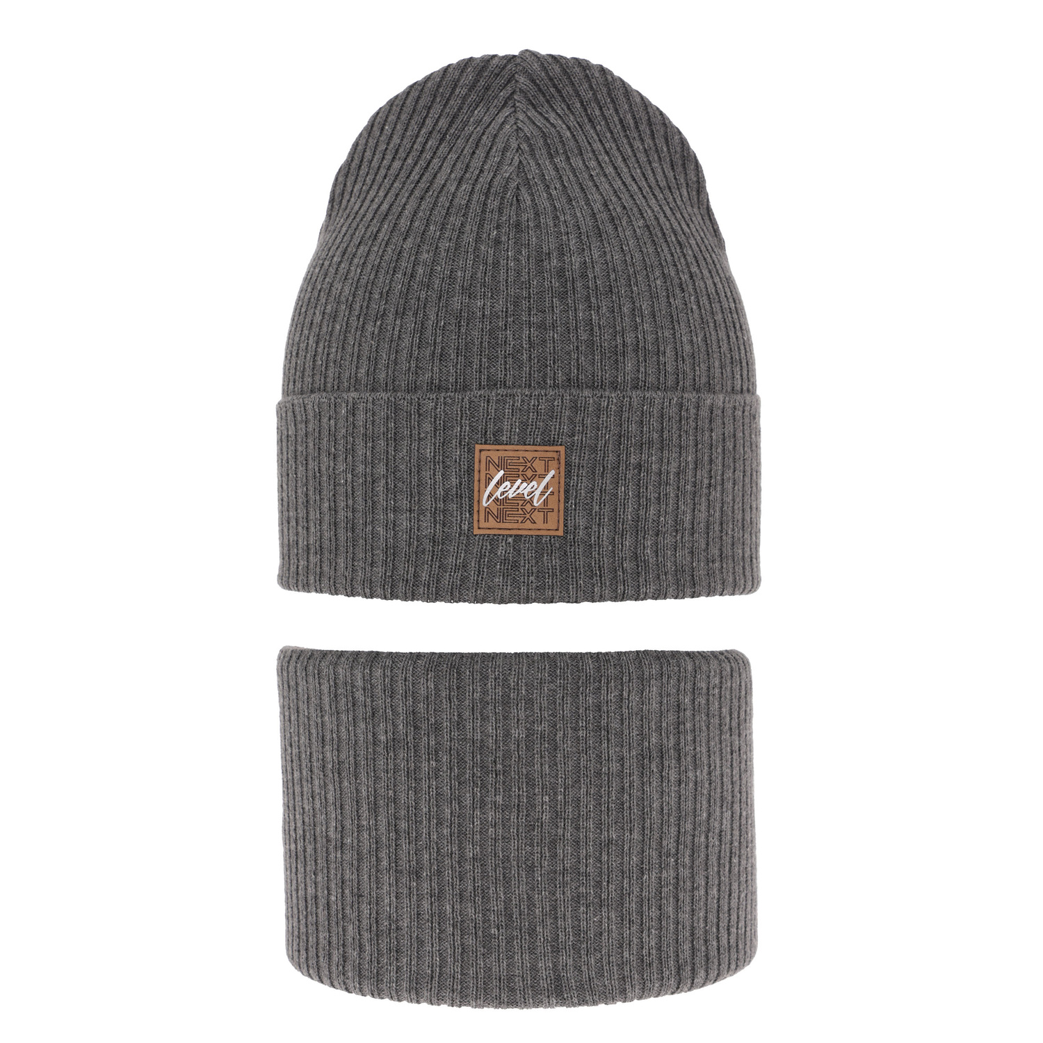 Set autunno/primavera bambino: berretto e scaldacollo, con cotone, grigio, Fenix