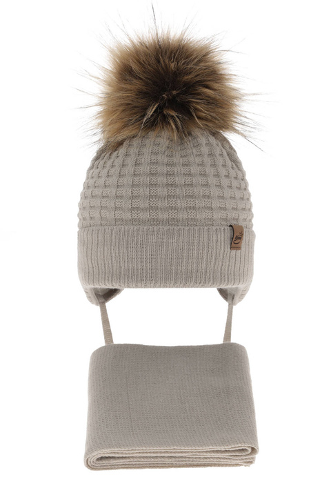 Set invernale bambino: berretto e sciarpa, beige, Salem