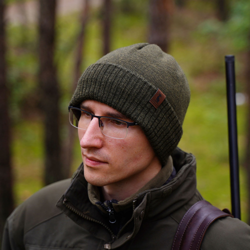 Berretto invernale uomo, beige, con lana merino, Hogan