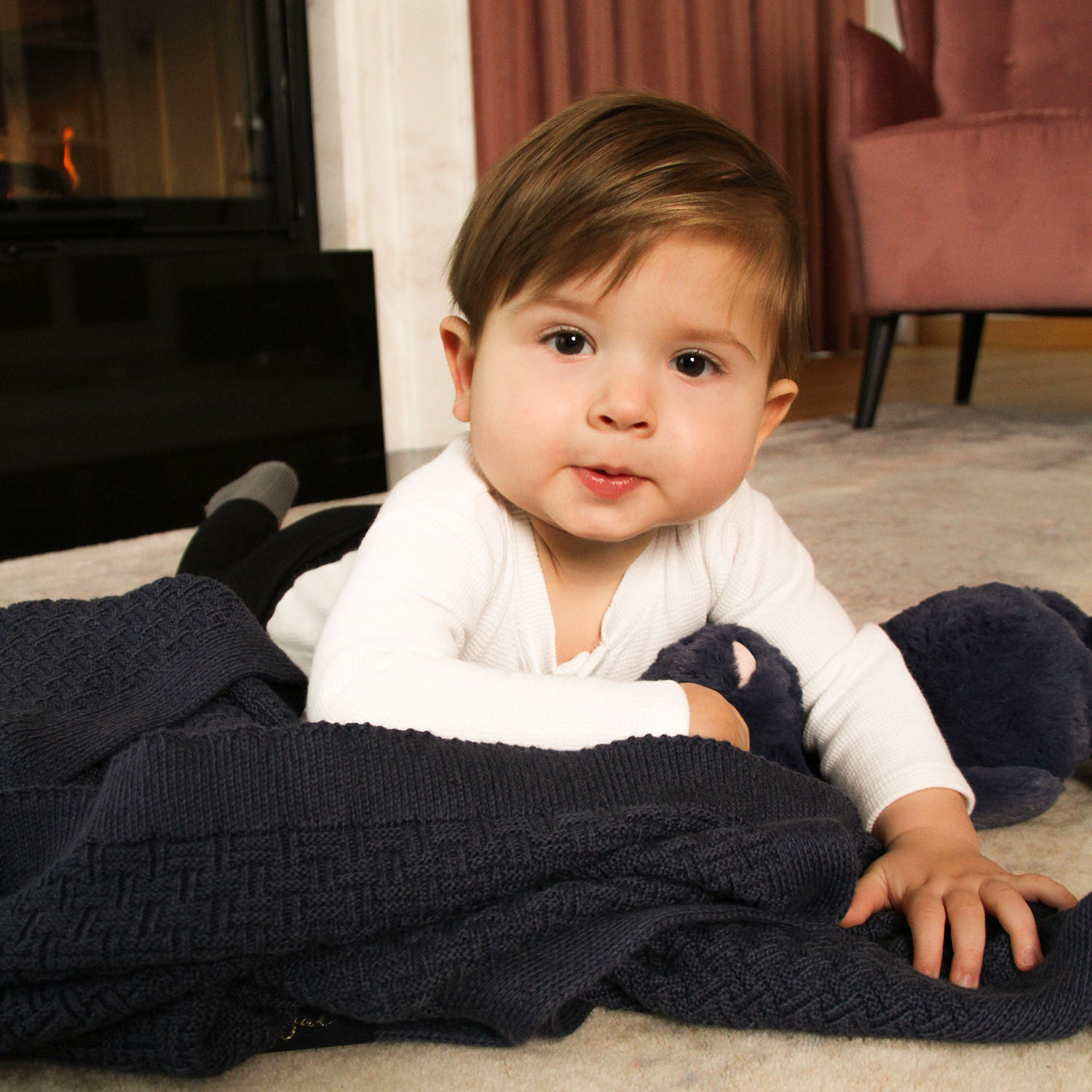 Coperta bambù-cotone per neonato, grigia, delicata, Pony