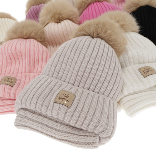 Set invernale bambina: berretto e scaldacollo, invernale, rosa, 100% Lana Merino, con lacci, foderato in cotone, Malesia