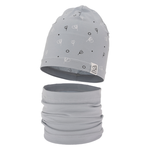 Set autunno/primavera bambina: berretto e scaldacollo, grigio, cotone, Fiora