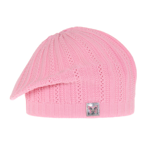 Berretto autunno/primavera bambina, rosa, a traforato, Luina