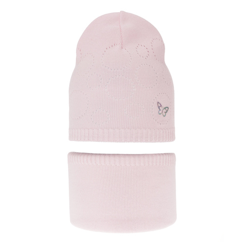 Set autunno/primavera bambina: berretto e scaldacollo, con cotone, rosa chiaro, con cotone, giallo, Amarilla