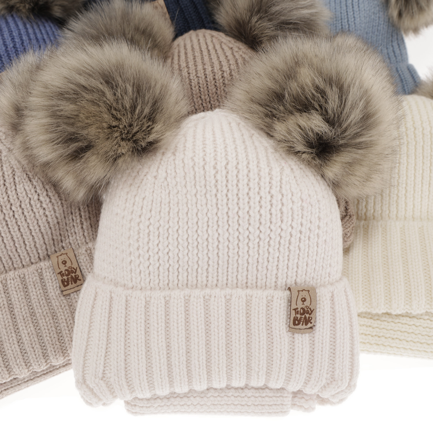 Set invernale bambino: berretto e scaldacollo, crema, con lacci, 100% Lana Merino, Konor