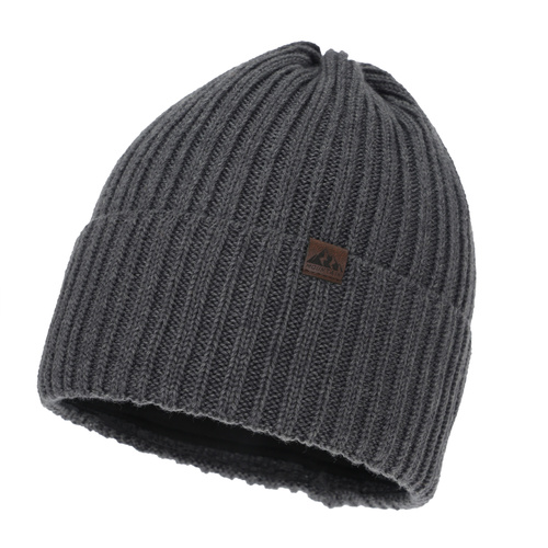 Berretto invernale uomo, grigio, con lana merino, Huno