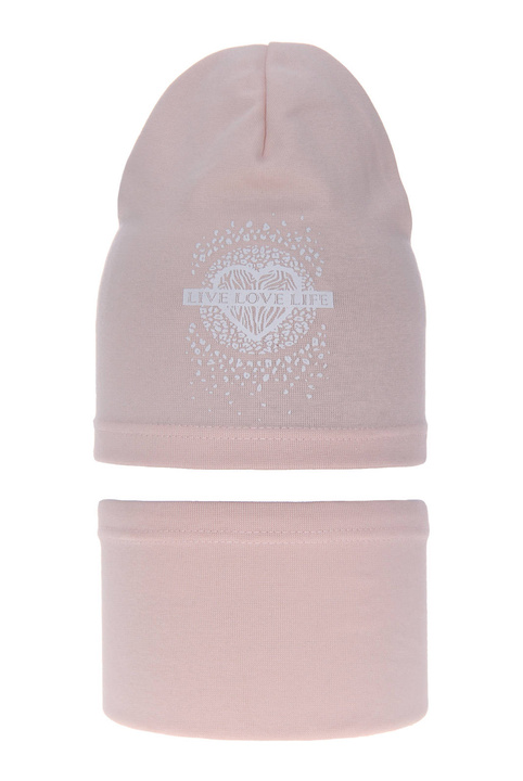 Set autunno/primavera bambina: berretto e scaldacollo, rosa, in cotone, Esmeralda