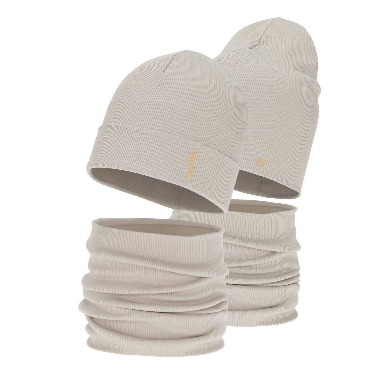 Set autunno/primavera bambina (berretto e scaldacollo), cotone, beige, Carina