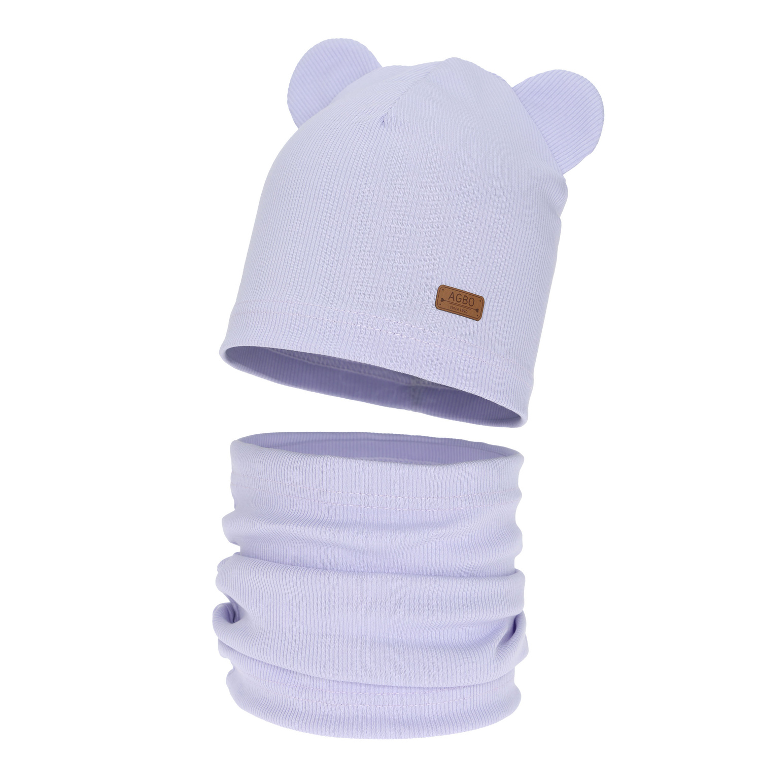 Set autunno/primavera bambina: berretto e scaldacollo, in cotone, viola Georgea