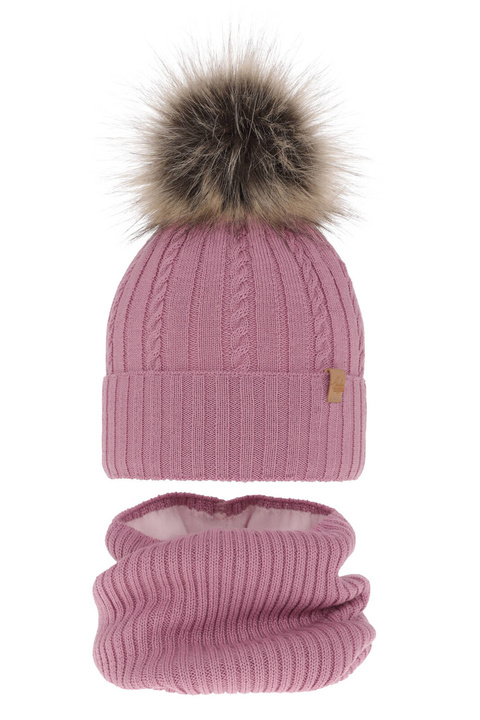 Set invernale bambina: berretto e scaldacollo, viola, 100% Lana Merino, Mirabel