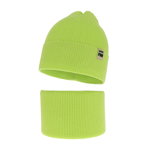 Set autunno/primavera bambino: berretto e scaldacollo, con cotone, verde chiaro, Ottavio