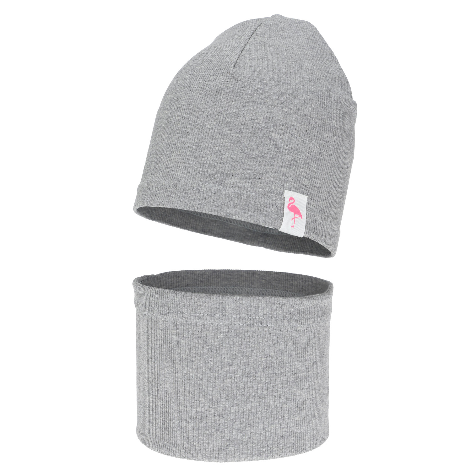 Set autunno/primavera bambina: berretto e scaldacollo, in cotone, grigio, Rumilla