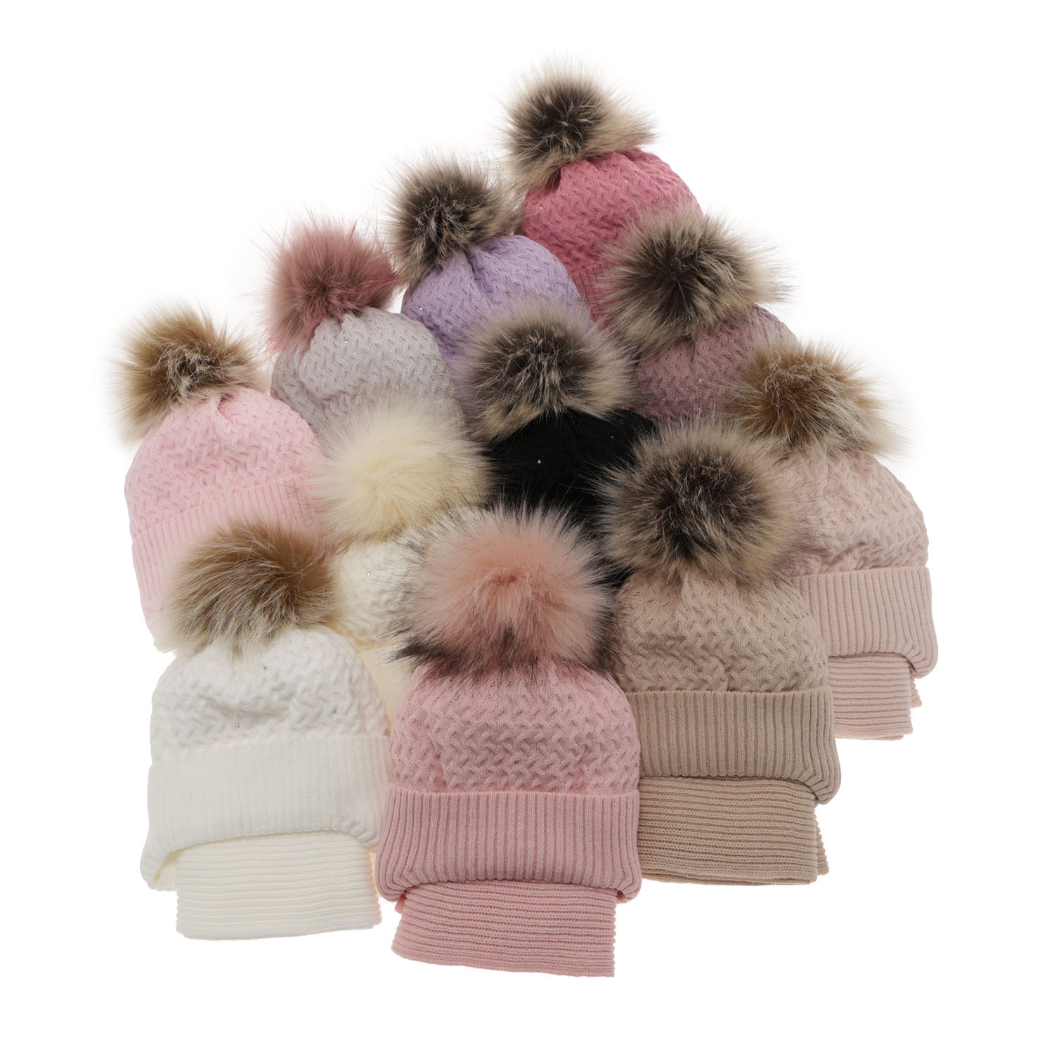 Set invernale bambina: berretto e sciarpa, rosa, con pompon, con lacci, Zelta