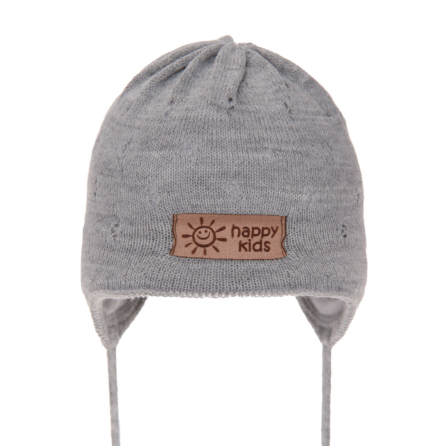 Berretto autunno/primavera bambino, grigio, con lacci, traforato, Bobi