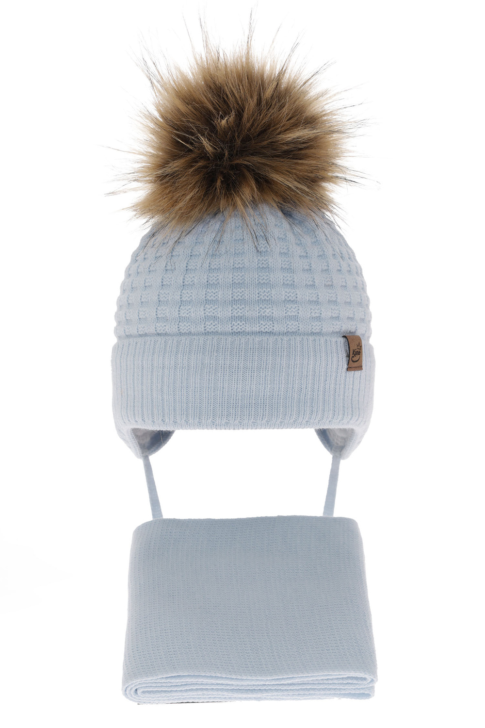 Set invernale bambino: berretto e sciarpa, azzurro, con lacci, Salem