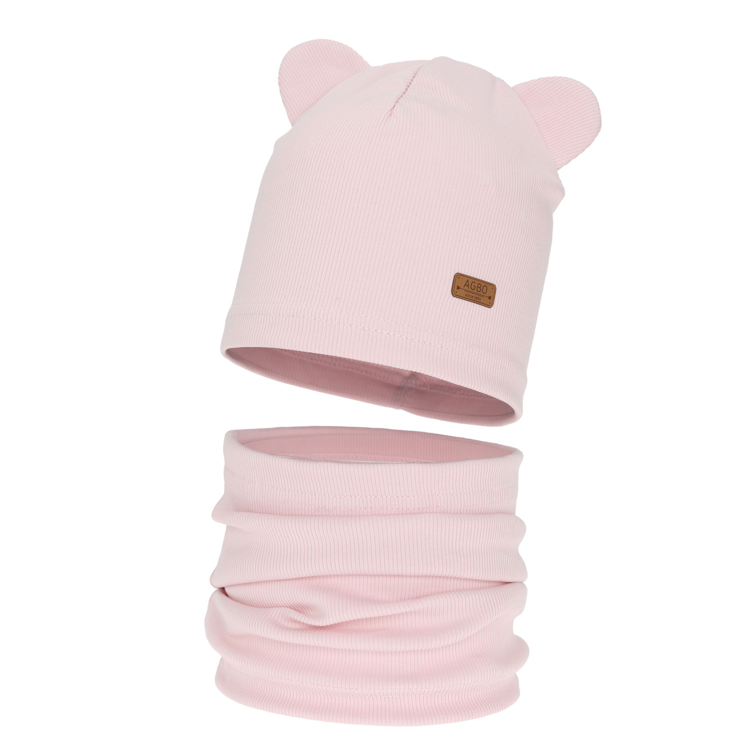 Set autunno/primavera bambina: berretto e scaldacollo, in cotone, rosa Georgea