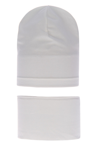 Set autunno/primavera bambina: berretto e scaldacollo, crema, in cotone, Hazelka