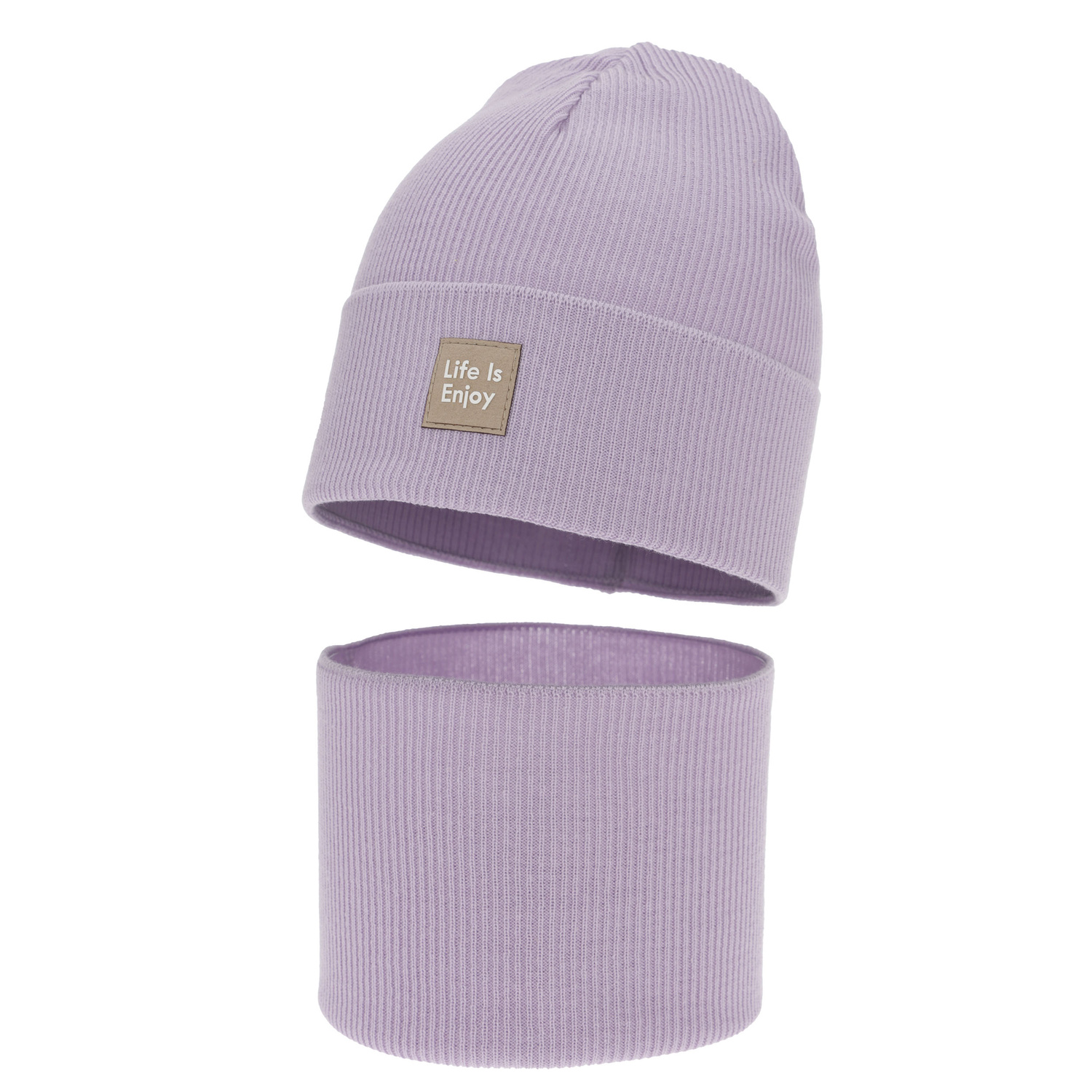 Set autunno/primavera bambina: berretto e scaldacollo, con cotone, viola, Zola