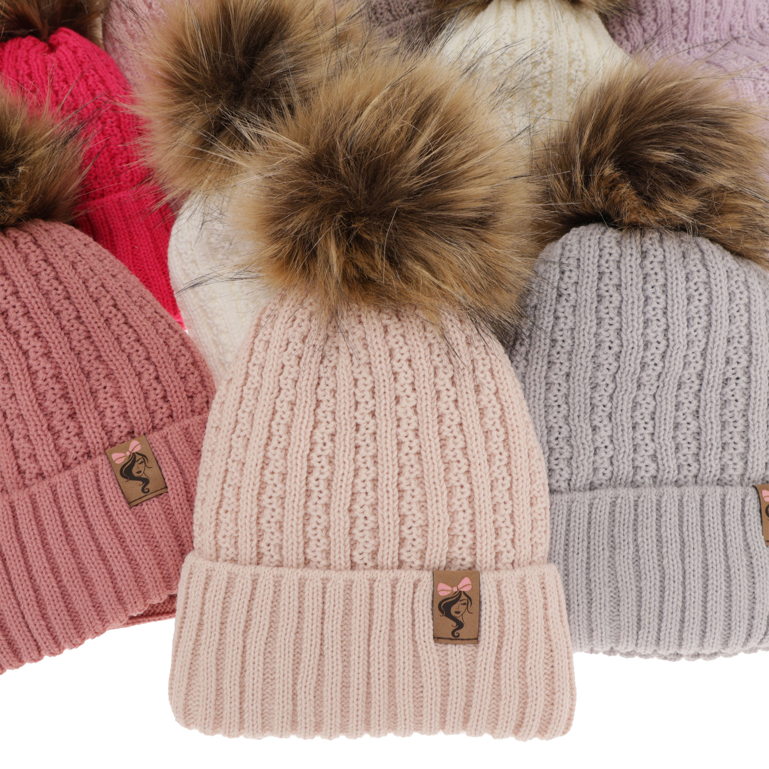 Set invernale bambina: berretto e scaldacollo, lilla, con pompon, Larina