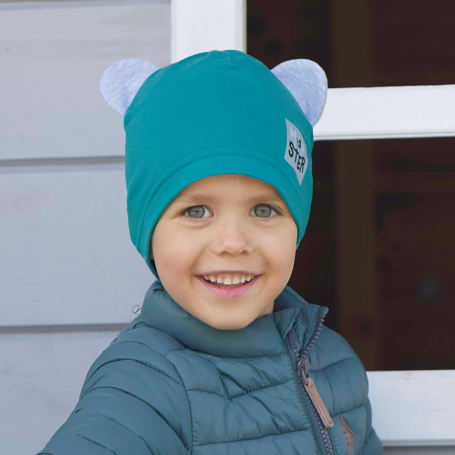 Berretto autunno/primavera bambino, verde kaki, foderato in cotone, Jugo