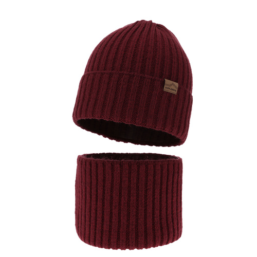 Set invernale bambino: berretto e scaldacollo, bordo, 100% Lana Merino, Karmin