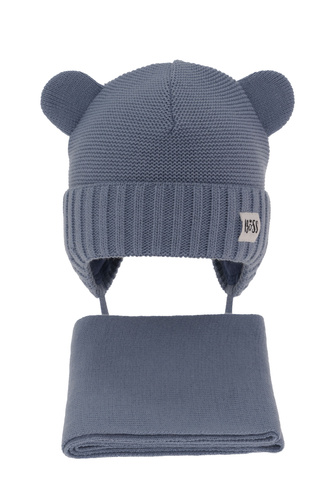 Set invernale bambino: berretto e sciarpa, blu, con lacci, Luciano