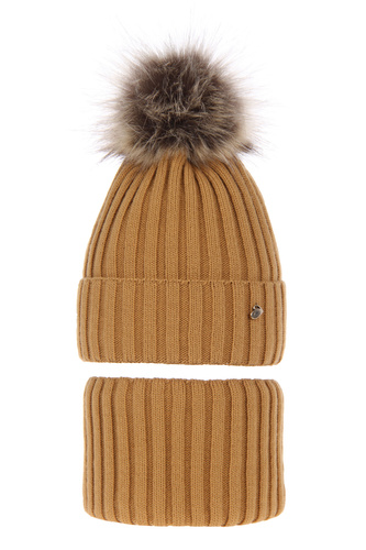 Set invernale bambina: berretto e scaldacollo, camelowy, Wilma