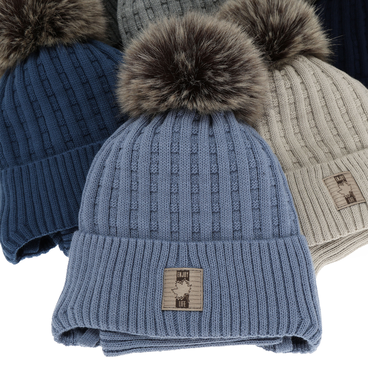 Set invernale bambino: berretto e scaldacollo, blu, con pompon, Fiamanto